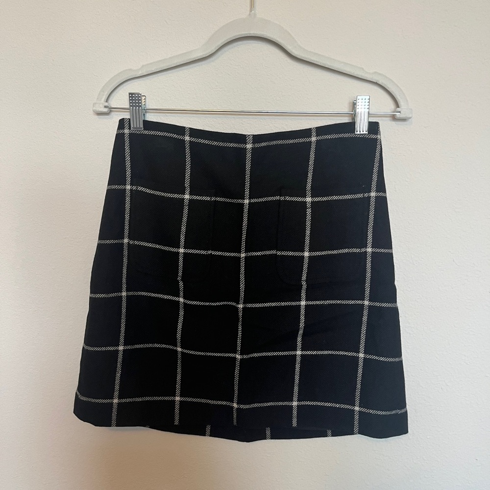 Madewell Black and White Checkered Mini Skirt